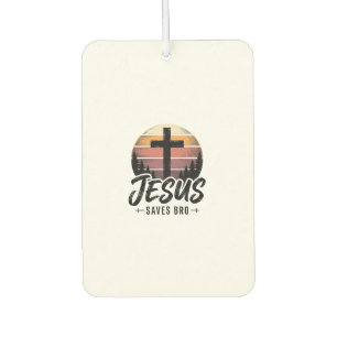 Jesus Saves Bro Vintage Christian Cross Shirt Desi Car Air Freshener