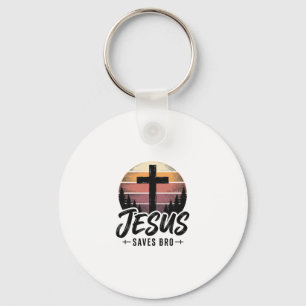 Jesus Saves Bro Vintage Christian Cross Shirt Desi Key Ring