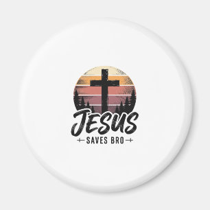 Jesus Saves Bro Vintage Christian Cross Shirt Desi Magnet