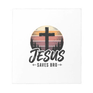 Jesus Saves Bro Vintage Christian Cross Shirt Desi Notepad