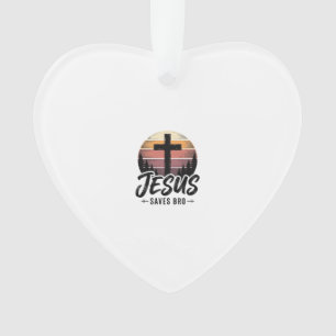 Jesus Saves Bro Vintage Christian Cross Shirt Desi Ornament