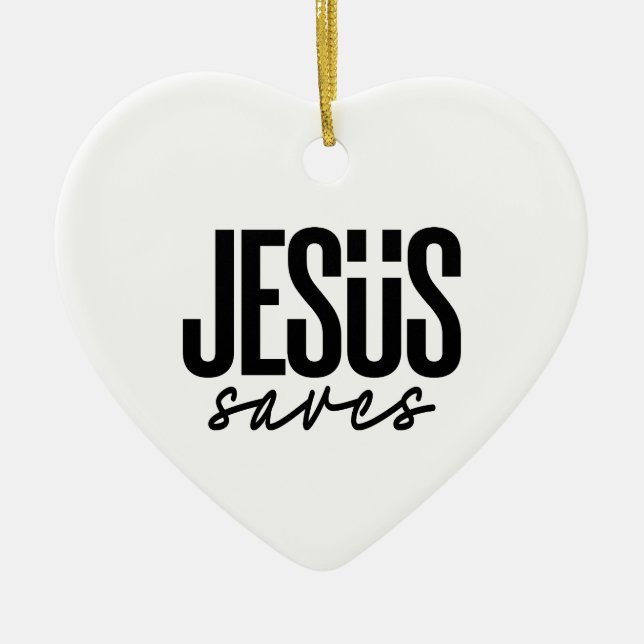 JESUS SAVES CERAMIC TREE DECORATION (Front)