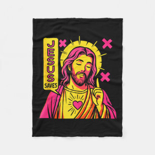Jesus Saves Christian Anime Sacred Heart Manga Pop Fleece Blanket