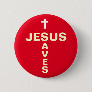 Jesus Saves Christian Evangelising Button/Badge 6 Cm Round Badge