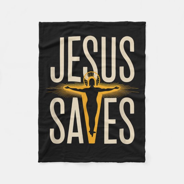 Jesus Saves Christian Faith Devotion Believer  Fleece Blanket (Front)
