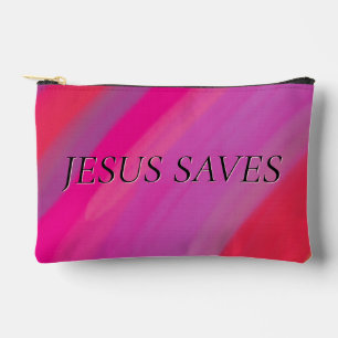 Jesus Saves Christian Quote Multicolored  Accessory Pouch