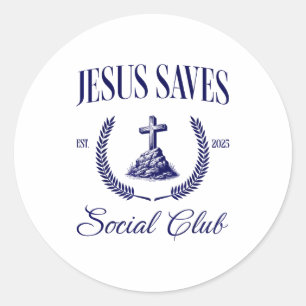 Jesus Saves Christian Women Classic Round Sticker