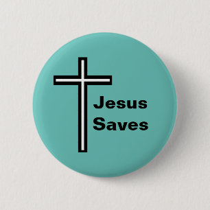 Jesus Saves Cross Christian Button