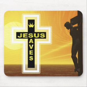 Jesus saves crucifixion picyure mouse pad