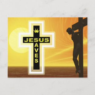 Jesus saves crucifixion picyure postcard