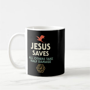 Jesus Saves DM Dragon D20 Dice Gift RPG Role Playi Coffee Mug