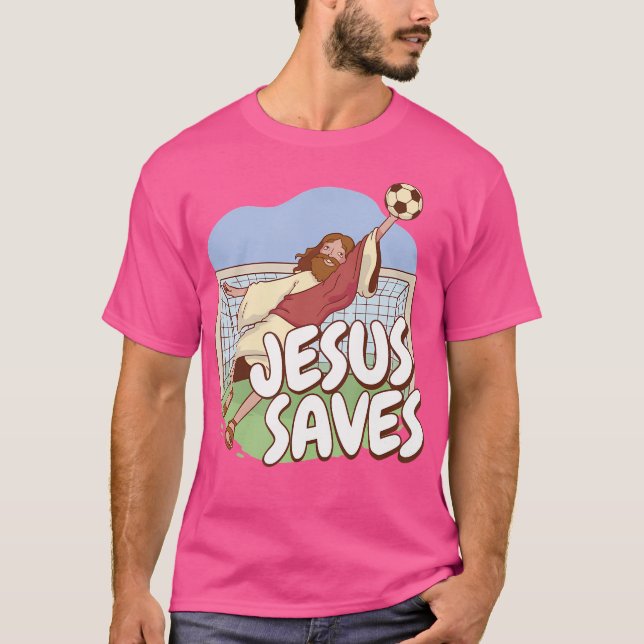 Jesus Saves Goalkeeper Christian T-Shirt (Front)