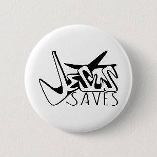 JESUS SAVES GRAFFITI 6 CM ROUND BADGE