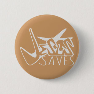 JESUS SAVES GRAFFITI  6 CM ROUND BADGE
