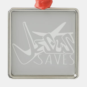 JESUS SAVES GRAFFITI METAL TREE DECORATION