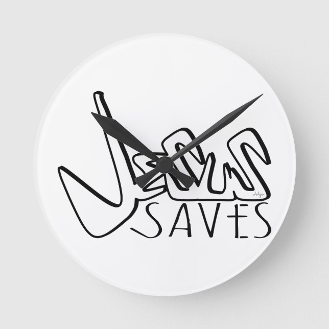 JESUS SAVES GRAFFITI  ROUND CLOCK (Front)
