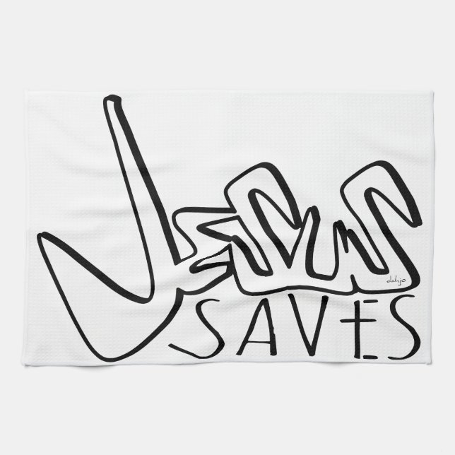 JESUS SAVES GRAFFITI  TEA TOWEL (Horizontal)
