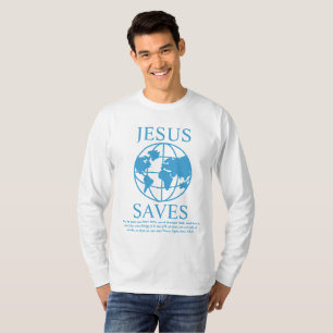 Jesus Saves Graphic 90's Blue T-Shirt