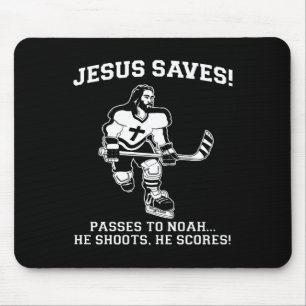 Jesus Saves Hockey funny tshirt Mouse Pad