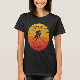 Jesus Saves Hockey Goal  Religious Christian T-Shirt