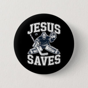 Jesus Saves – Hockey Humor For Christian Players 6 Cm Round Badge
