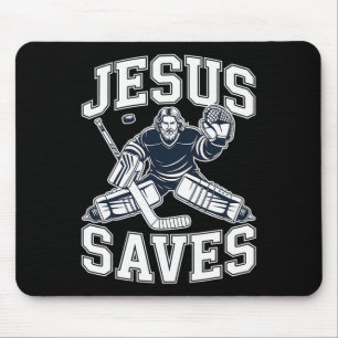 Jesus Saves – Hockey Humor For Christian Players Mouse Pad