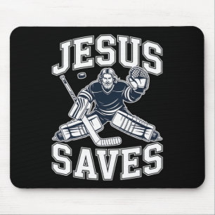 Jesus Saves – Hockey Humor For Christian Players Mouse Pad