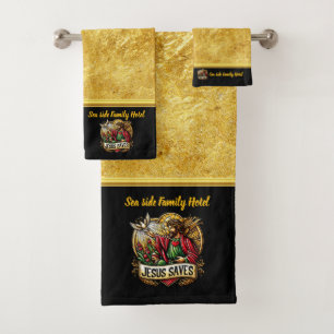 Jesus Saves: Illuminated Grace Radiates Hope (B) Bath Towel Set