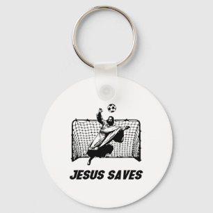 Jesus Saves Jesus Saved Soccer Goal Goalie Key Ring