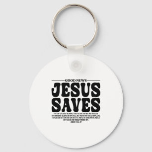 Jesus Saves Onback Subtle Christian Minimal Religi Key Ring
