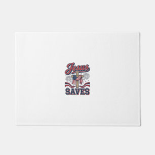 Jesus Saves Patriotic Christian Vintage Shirt Desi Doormat