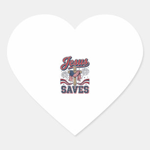Jesus Saves Patriotic Christian Vintage Shirt Desi Heart Sticker