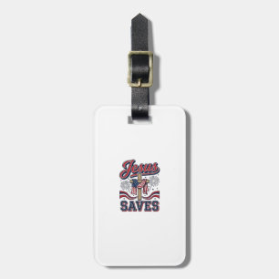 Jesus Saves Patriotic Christian Vintage Shirt Desi Luggage Tag