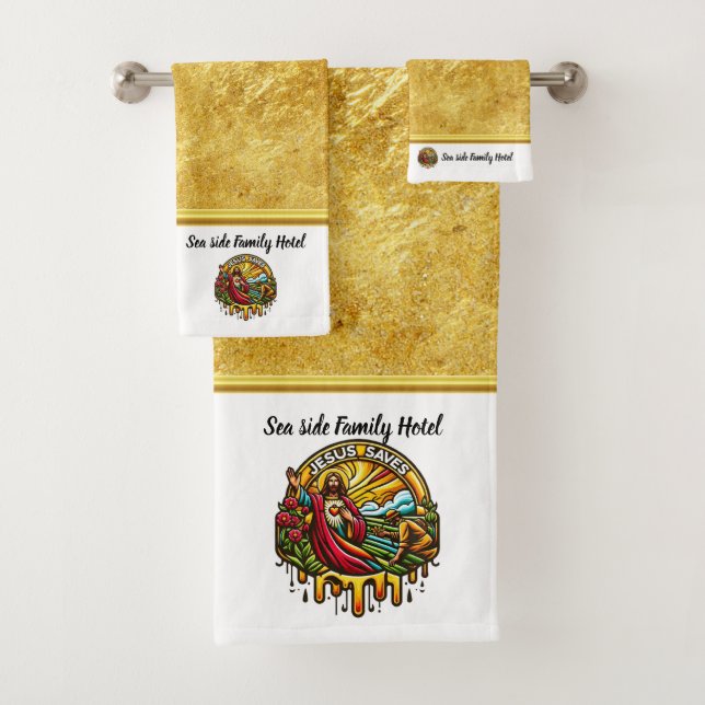 Jesus Saves: Radiant Grace Blesses Creation Bath Towel Set (Insitu)