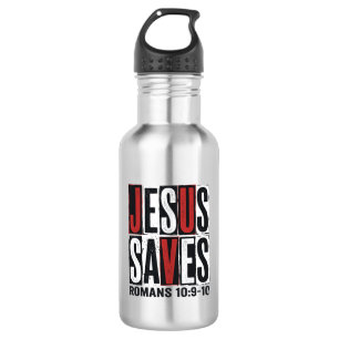 Jesus Saves Romans 10_9 Christian Vintage Shirt De 532 Ml Water Bottle