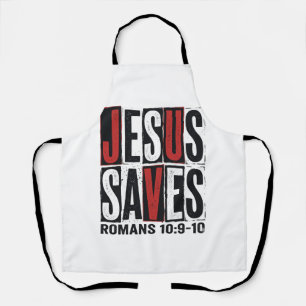 Jesus Saves Romans 10_9 Christian Vintage Shirt De Apron