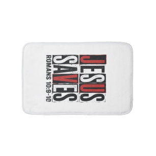 Jesus Saves Romans 10_9 Christian Vintage Shirt De Bath Mat