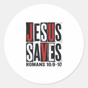 Jesus Saves Romans 10_9 Christian Vintage Shirt De Classic Round Sticker