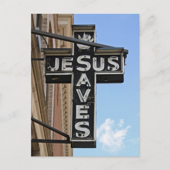 Jesus Saves Sign Postcard (Front)