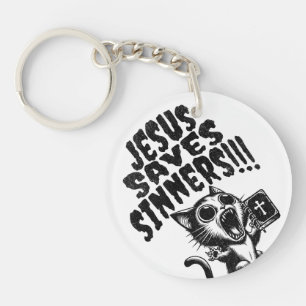 Jesus Saves Sinner - Kitty Key Ring