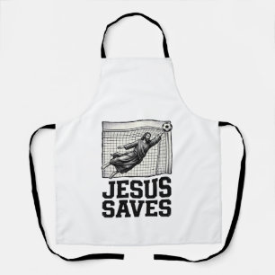 Jesus Saves Soccer Goalie Vintage Engraving Shirt_ Apron