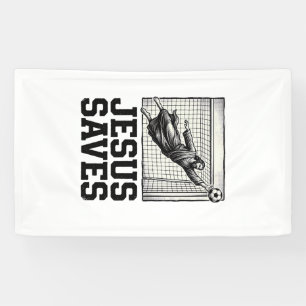Jesus Saves Soccer Goalie Vintage Engraving Shirt_ Banner