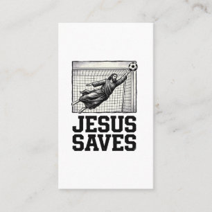 Jesus Saves Soccer Goalie Vintage Engraving Shirt_ Business Card