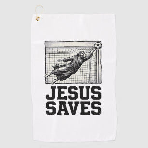 Jesus Saves Soccer Goalie Vintage Engraving Shirt_ Golf Towel