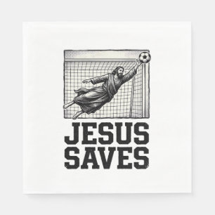 Jesus Saves Soccer Goalie Vintage Engraving Shirt_ Napkin