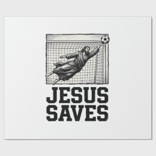 Jesus Saves Soccer Goalie Vintage Engraving Shirt_ Wrapping Paper