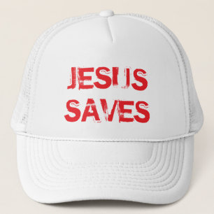 JESUS SAVES TRUCKER HAT-WHITE HAT