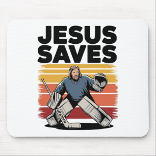 Jesus Saves - Vintage Christian Religious Hockey P Mouse Pad