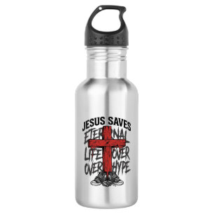 Jesus Saves Vintage Cross Christian Streetwear Shi 532 Ml Water Bottle