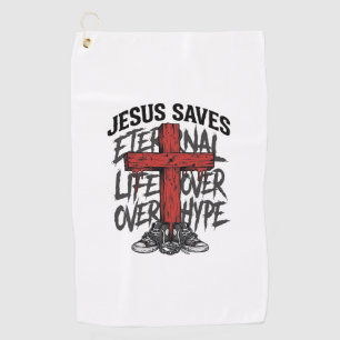 Jesus Saves Vintage Cross Christian Streetwear Shi Golf Towel